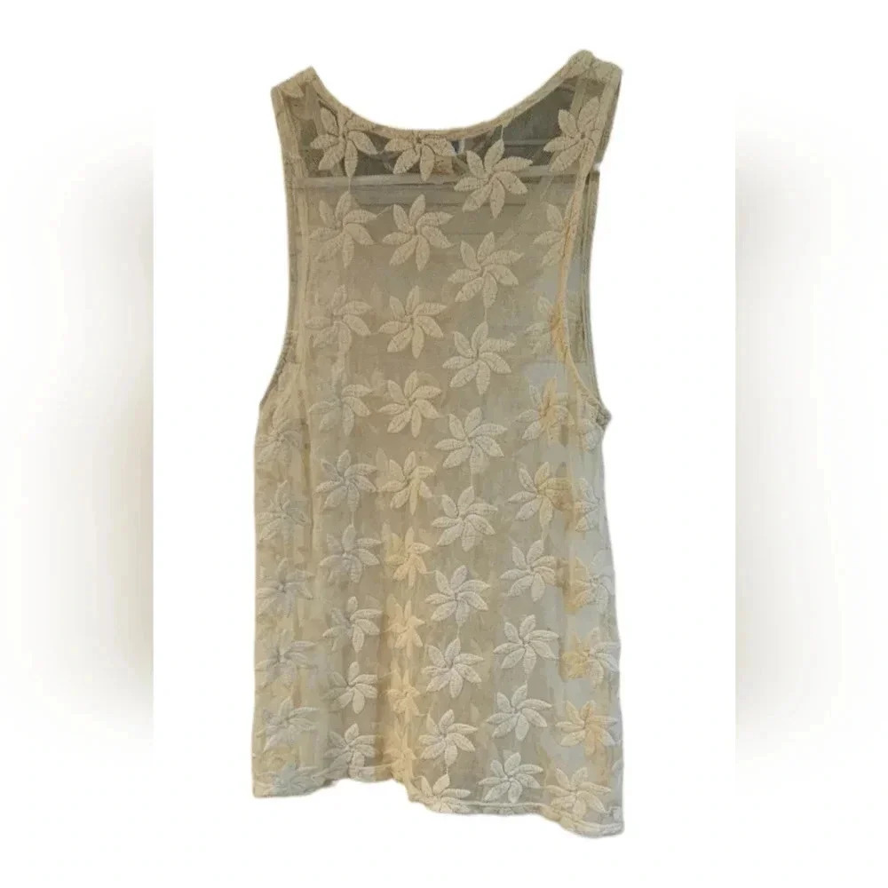 Love on Tap - Embroidered Floral Sheer Tank - Picture 2 of 5